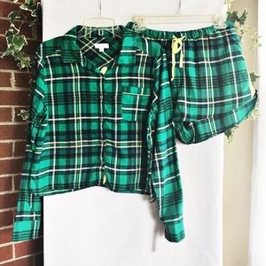 Colsie | Plaid Flannel Pajamas Shorts Button Down